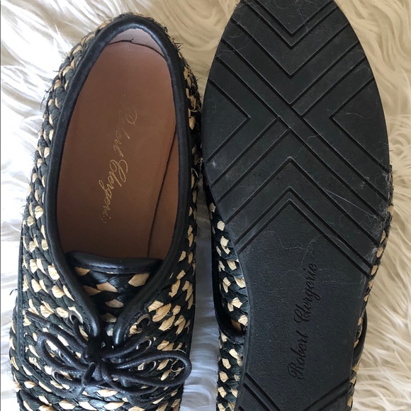 sz 9 rare ROBERT CLERGERIE raffia platform oxfords - Picture 3 of 6